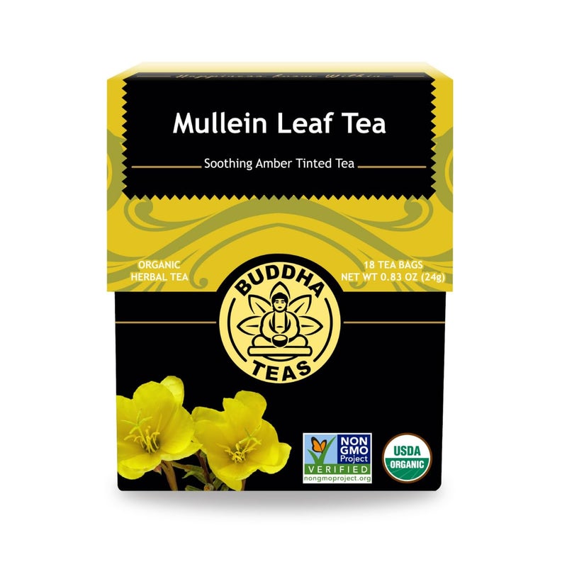Buddha Teas - Mullein Leaf - Organic Herbal Tea - For Health & Wellbeing - With Antioxidants, Minerals & Vitamin C - Caffeine Free - 100% Kosher & Non-GMO - 18 Tea Bags (Pack of 1) - Image 1